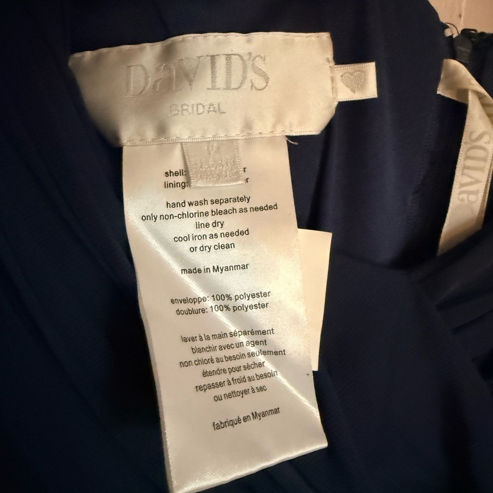 David's Bridal Navy Ruched Chiffon Maxi Dress Size 12 - Picture 3 of 7